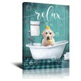 3 Ct Kuphsod Dog in Bathtub Wall Art Canvas 16x24