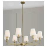 Brushed Gold 8-Light Chandelier, E12