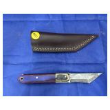 Damascus Steel Fixed Blade Knife in Sheath