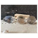 3 Pcs - Glass Paperweights Football & Baseballs