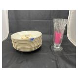 Crystal Flower Vase - 9 Golden Wheat Bowls