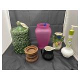 Ceramic Cookie Jar - Vase - Wood Candle Stand