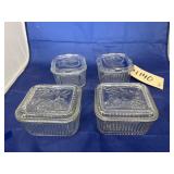 4 - Federal Glass Clear Refrigerator Dishes