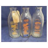 3 Pcs - Glass Milk Bottles