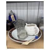 3 Pcs - Large Glass Vase - Ceramic Teapot no lid