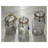 3 Pc - Ball Jars w/Glass Lids
