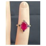 14K Ruby & Sapphire Ring 3.6G