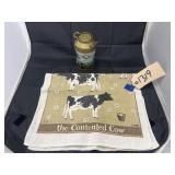 Cow Themed Linen & Milk Tin