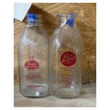 2 Pcs - Glass Milk Bottles
