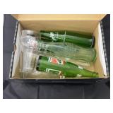 Box of Vintage Soda Pop Bottles & Coke Glass