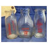 3 Pcs - Glass Milk Bottles