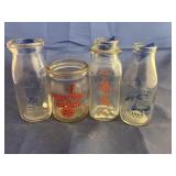4 Pcs - Glass Milk Bottles