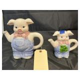 2 Pcs - Glass Pig Tea Pots