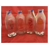 4 Pcs - Assorted Glass Milk Bottles