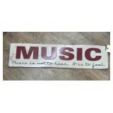 Metal Single Sided "Music" Sign 32"L