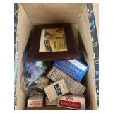 Box of Vintage Medicine Cabinet Supplies