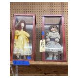 2 Pcs - Dolls in Wood Cases 20"