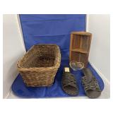 Wicker  Basket - Sz 7-1/2 Slides - Wood Shelf