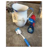 Enameled Pitcher w/Condiment Container