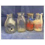 4 Pcs - Glass Milk Bottles