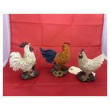 3 Pcs - Small Rooster Figurines