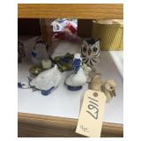 6 Ceramic Animal Figures - Glass Plant Waterer