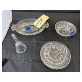 Clear Glass Divided Bowl - Bell - Saucer & Bowl