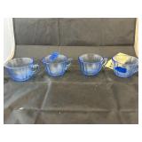 3 - Indiana Glass Blue Tea Cups - Madrid Pattern