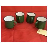 4 Pcs - Green Metal Enameled Coffee Mugs