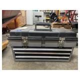 Plastic Stack On Tool Box w/Assorted Tools