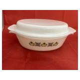 Fireking Meadow Green Casserole Dish w/Lid