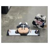 Wood Towel Hanger & Wood Cow Dï¿½cor