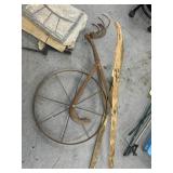 Vintage Iron Wheeled Tiller - As Is