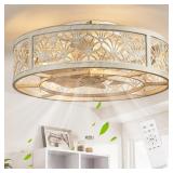 SHLUCE 18" Caged Ceiling Fan with Light, Small Fl