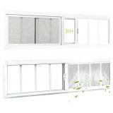 2 Pack Shed Windows, 10"x48" Sliding Windows, Tr