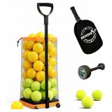 Rolling Tennis Ball Hopper & Picker Basket with Wh