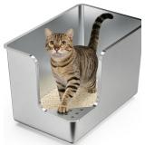 Stainless Steel Litter Box 14.5" High-Side, XL Me