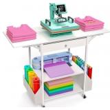 Foldable Heat Press Table Hold 36 Vinyl Rolls, Mov