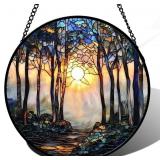 DASTOLL Stained Glass Window Hanging, Forest Sunri