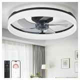 DLLT Bladeless Ceiling Fan with Light: 20" Modern