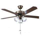 52 Inch Indoor Ceiling Fan with Pull-Chain and Thr