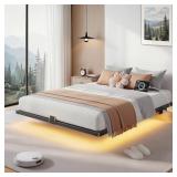 Floating Bed Frame Full Size with 4-Side Underbed
