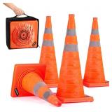 BATTIFE 4 Pack 28 Inch Collapsible Traffic Safety