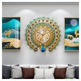 Luxury Large Peacock Wall Clock 23.7 inch Non-Tick