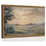 Vintage Sunset Wall Art Rustic Cottagecore Landsca