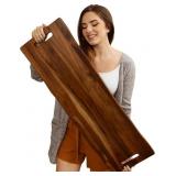 Large Acacia Serving Board with Handles, 36 x 12 I