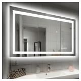 Hivone 40X32 LED Bathroom Mirror with Lights, Anti