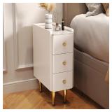 IUNVR Narrow White Nightstand with Drawers, 7.9"