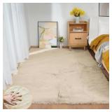 ORINOVA 5x7 Area Rug Light Brown Beige Plush Shagg