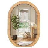 Handmade Rattan Mirror for Bathroom Vanity   Oval